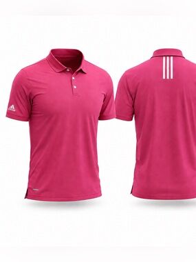 adidas Men's Hot Pink Polo Shirt - Short Sleeve Performance Polo